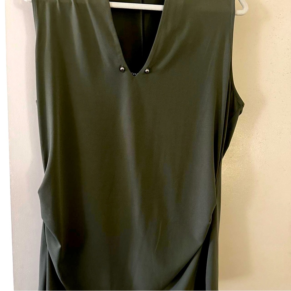 Army green dress v-neck tank